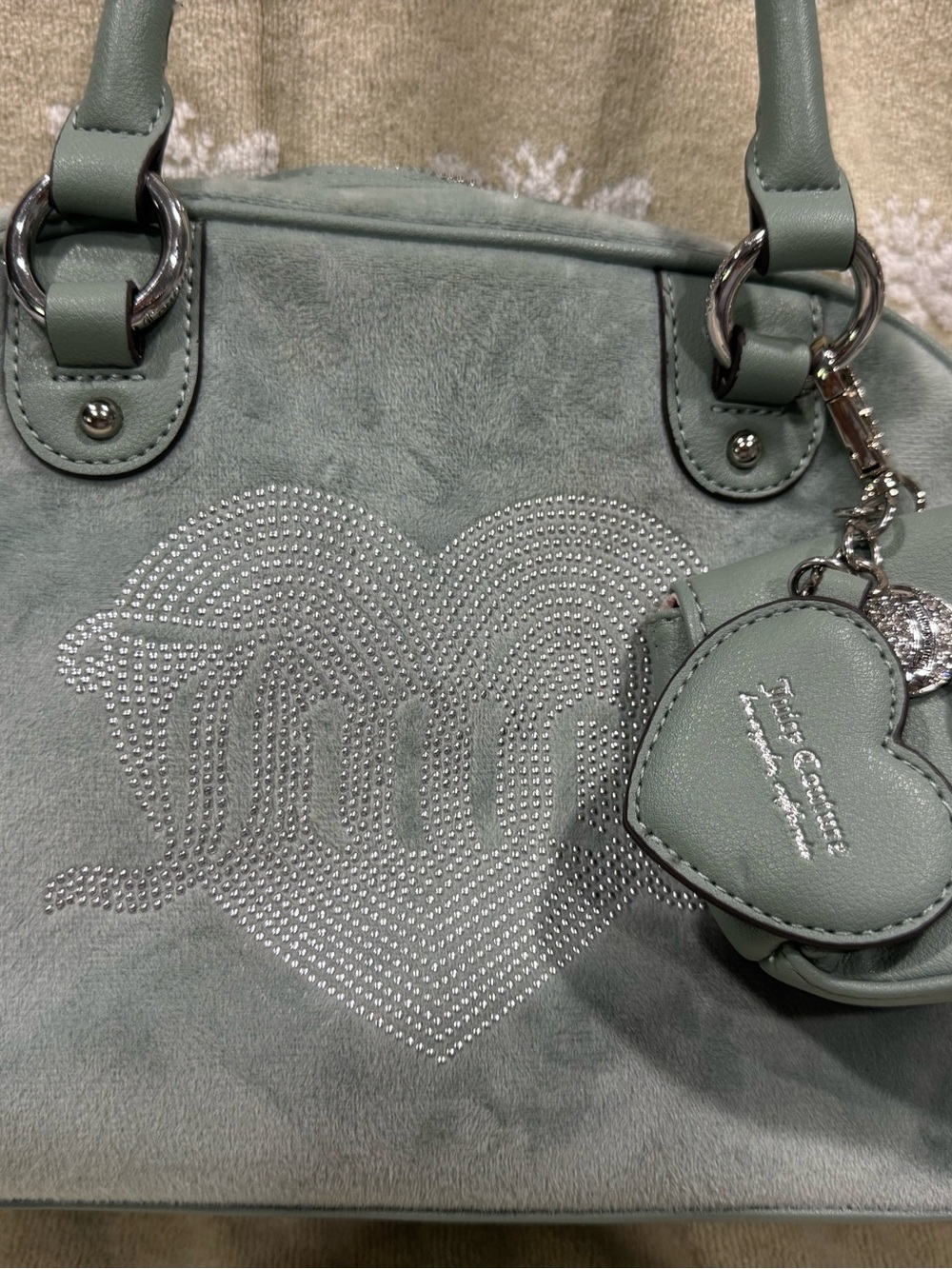 Juicy couture Heart-Studded Mint Green Women’s Satchel